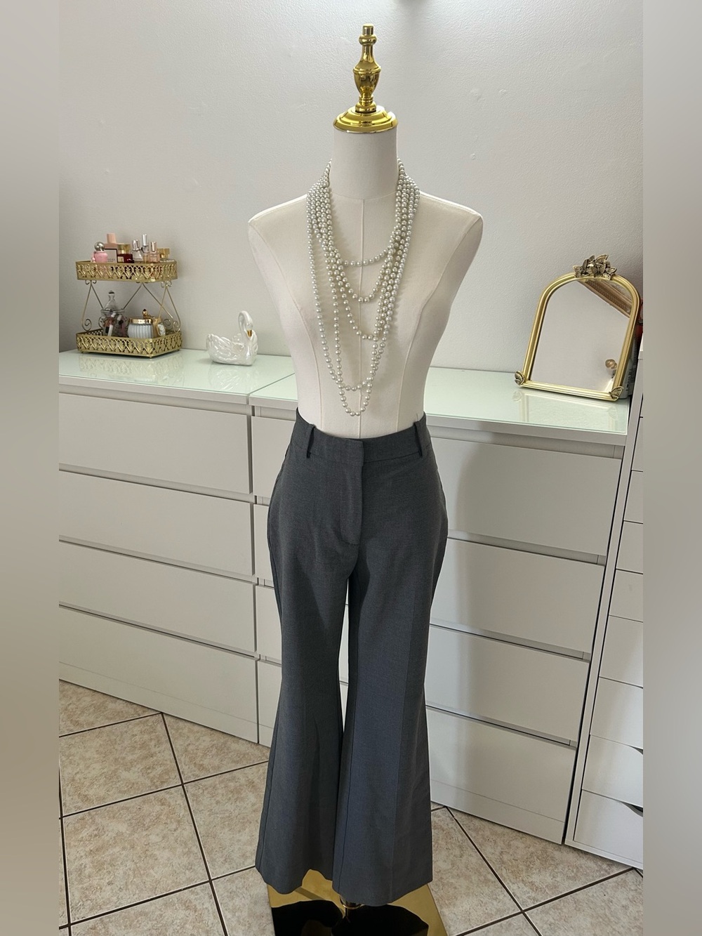 Zara Wide-Leg High-Waist Trousers - Charcoal Gray